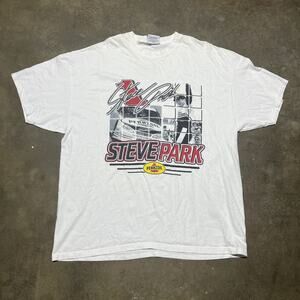 Vintage Y2k Steve Park White Nascar Racing T-Shirt
